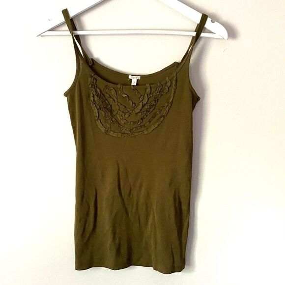 J.Crew ribbed tank silk ruffled neck line small - Picture 1 of 4